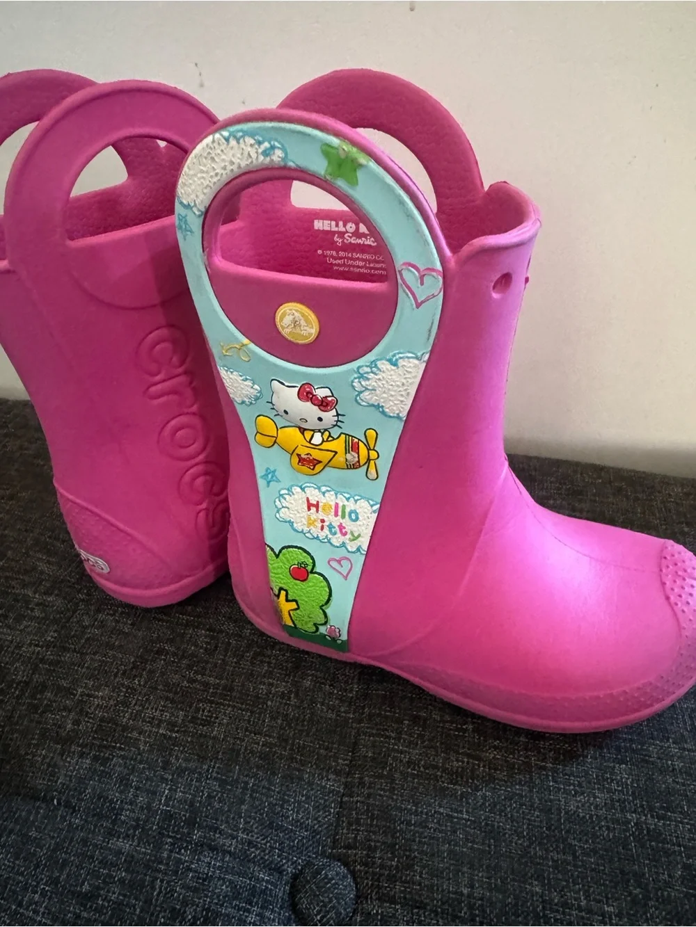 CROCS Kids' Hot Pink Hello Kitty Rain Boots 13